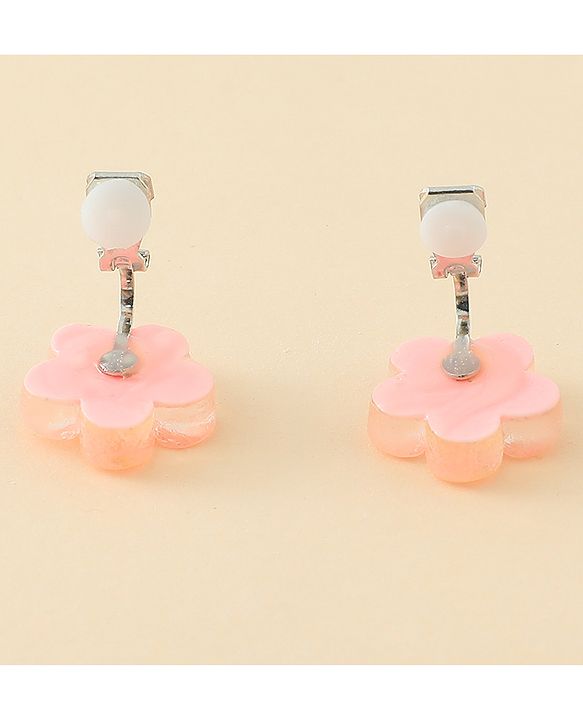 Babyhug Clip On Earrings With Floral Applique - Pink