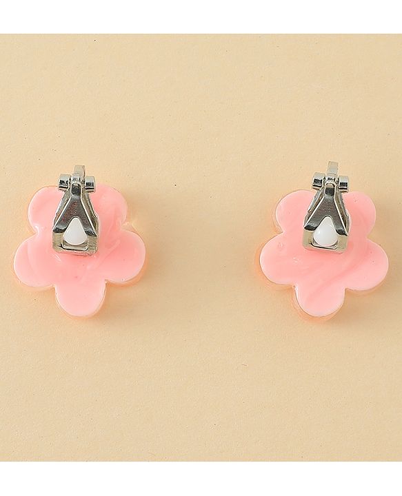 Babyhug Clip On Earrings With Floral Applique - Pink