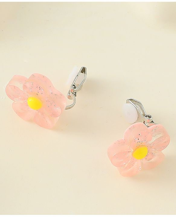 Babyhug Clip On Earrings With Floral Applique - Pink