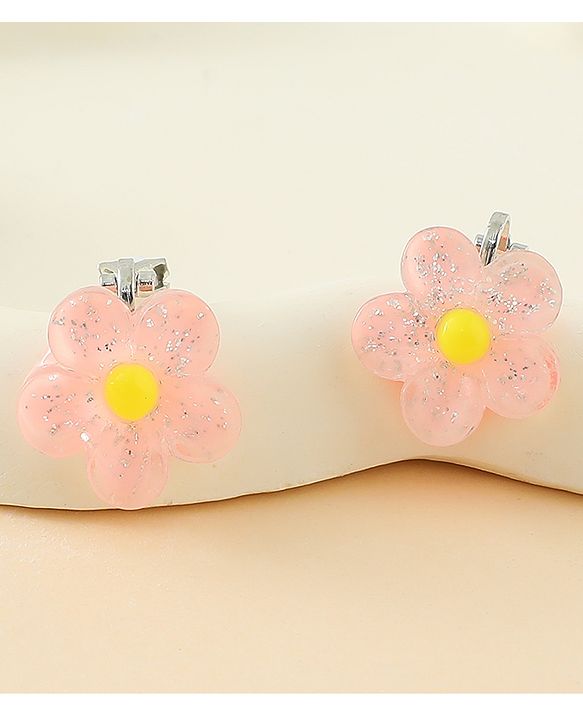 Babyhug Clip On Earrings With Floral Applique - Pink