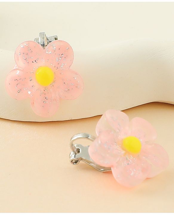Babyhug Clip On Earrings With Floral Applique - Pink