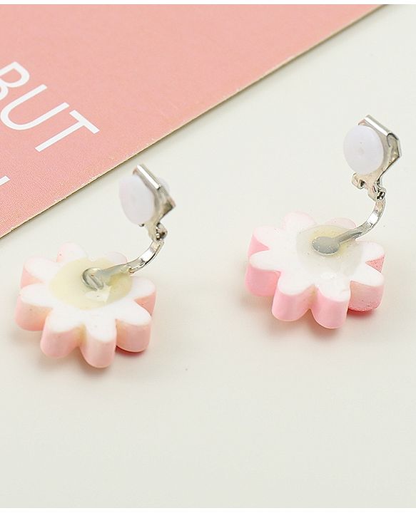 Babyhug Clip On Earrings With Floral Applique - Pink