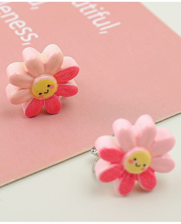 Babyhug Clip On Earrings With Floral Applique - Pink