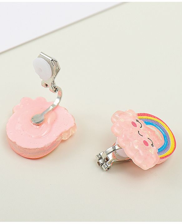 Babyhug Clip On Earrings With Rainbow Applique - Pink