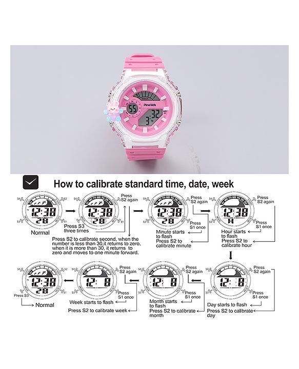 Pine Kids Free Size Digital Watch - Pink