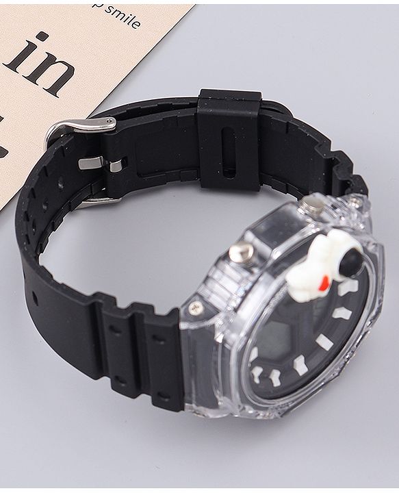 Pine Kids Free Size Digital Watch with Astronaut Applique - Black