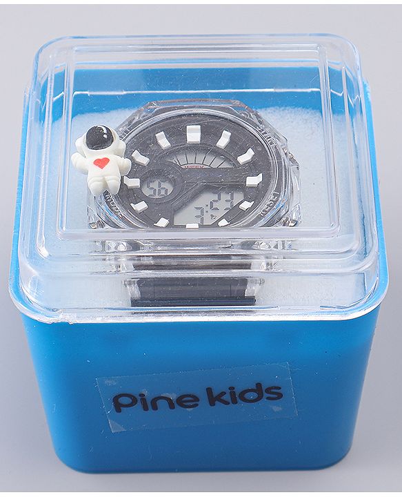 Pine Kids Free Size Digital Watch with Astronaut Applique - Black