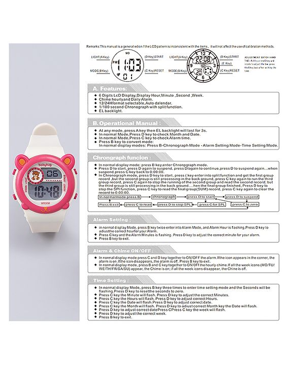 Babyhug Free size Digital Watch - Pink & Blue