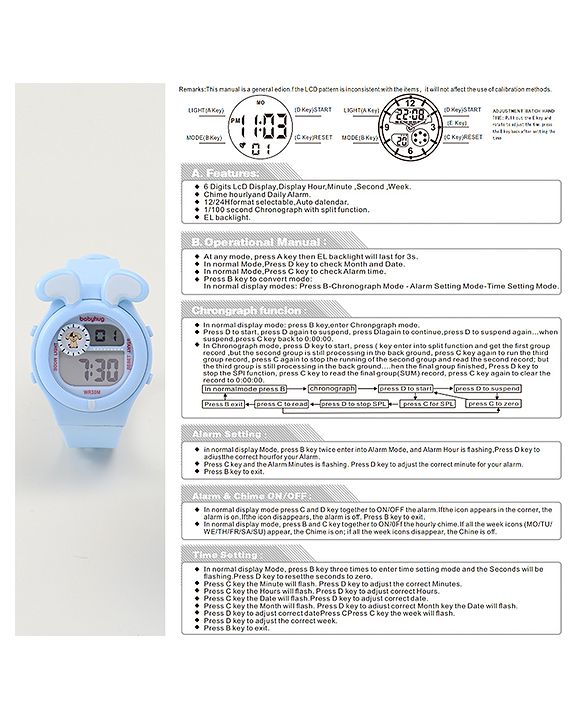 Babyhug Free Size Digital Watch - Black & White