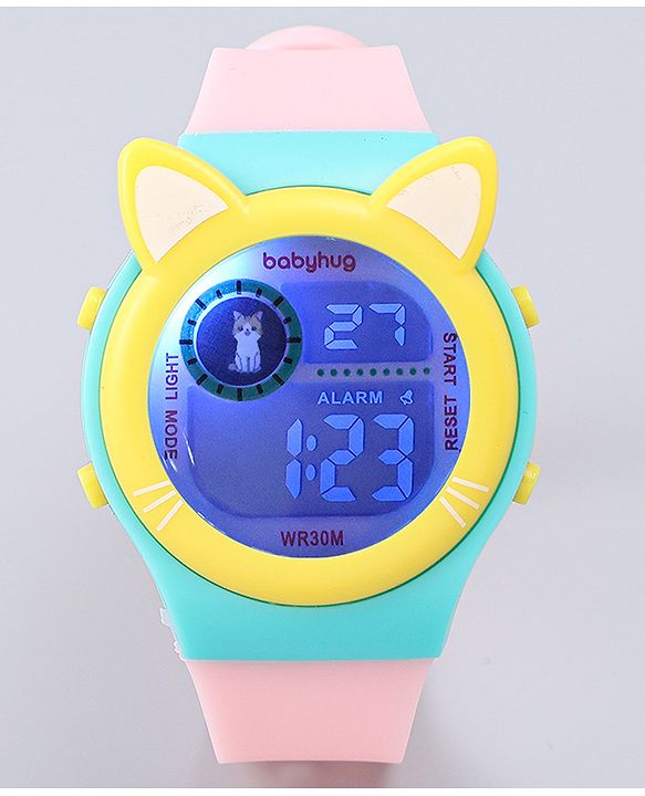 Babyhug Free Size Digital Watch - Yellow & Green