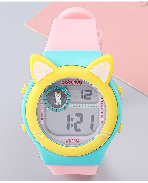 Babyhug Free Size Digital Watch - Yellow & Green