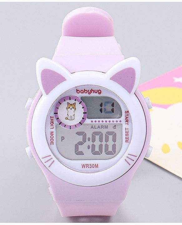 Babyhug Free Size Digital Watch - Pink & Purple