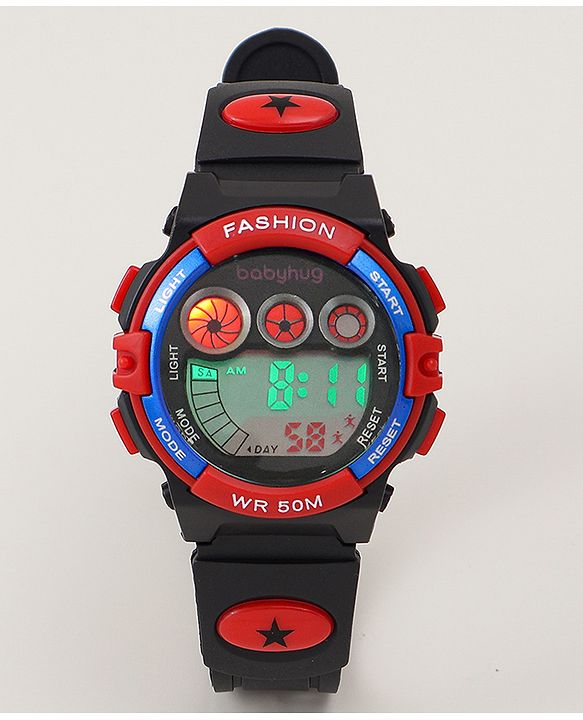 Babyhug  Free Size  Digital Watch - Black & Red