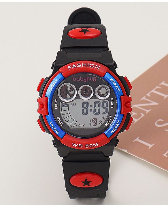 Babyhug  Free Size  Digital Watch - Black & Red