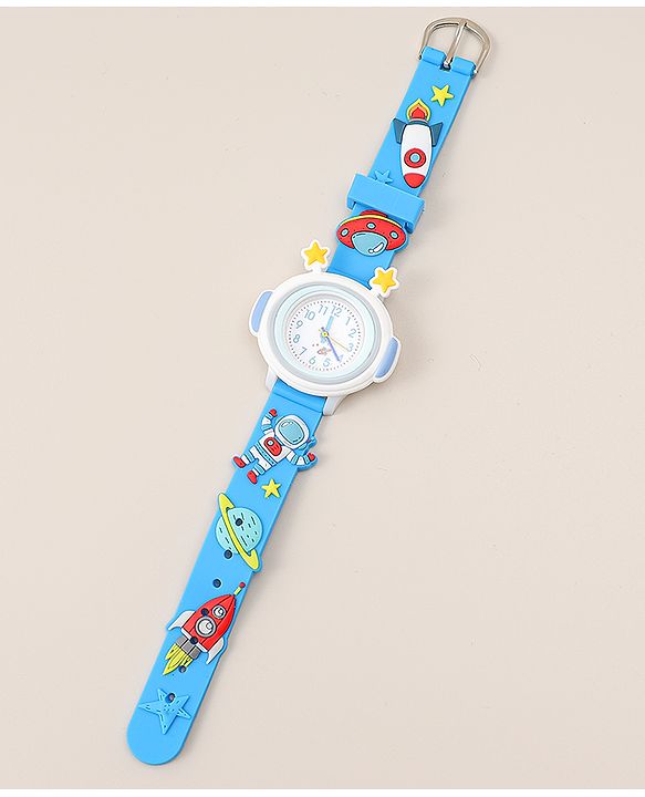 Babyhug Free Size Analog Watch With Space Theme Applique - Blue