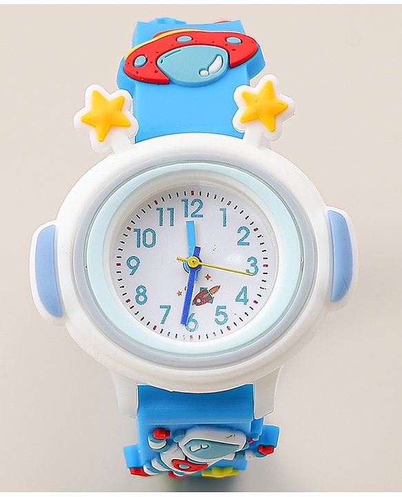 Babyhug Free Size Analog Watch With Space Theme Applique - Blue