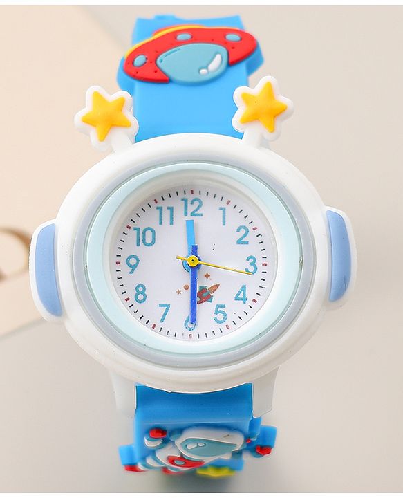 Babyhug Free Size Analog Watch With Space Theme Applique - Blue