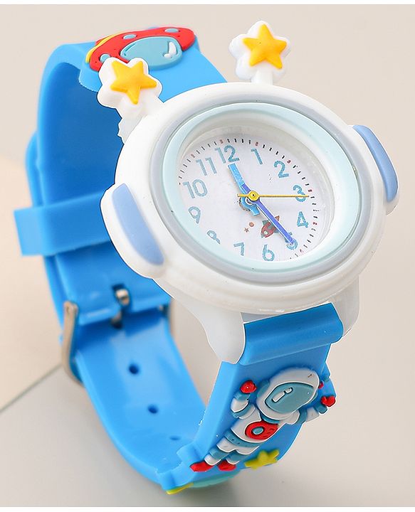 Babyhug Free Size Analog Watch With Space Theme Applique - Blue