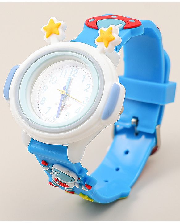 Babyhug Free Size Analog Watch With Space Theme Applique - Blue