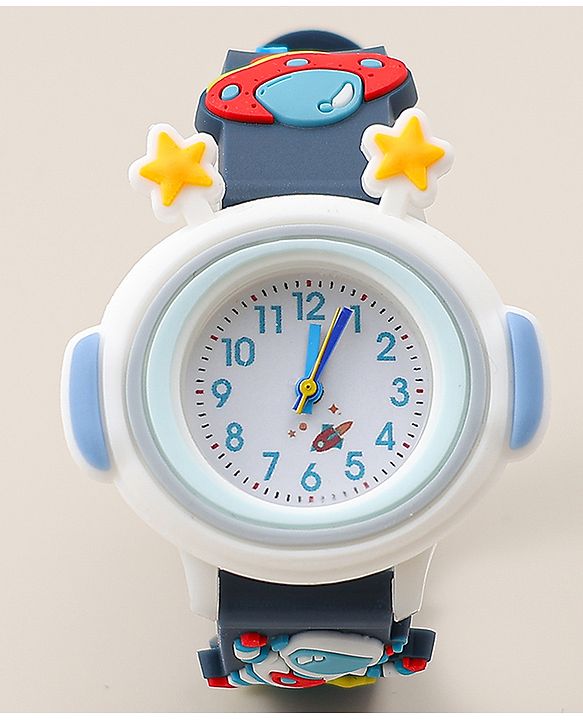 Babyhug Free Size Analog Watch With Space Theme Applique - Blue
