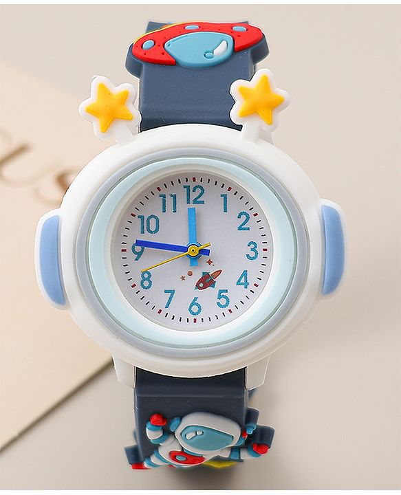 Babyhug Free Size Analog Watch With Space Theme Applique - Blue
