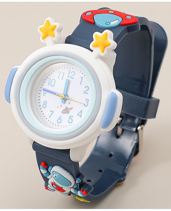 Babyhug Free Size Analog Watch With Space Theme Applique - Blue