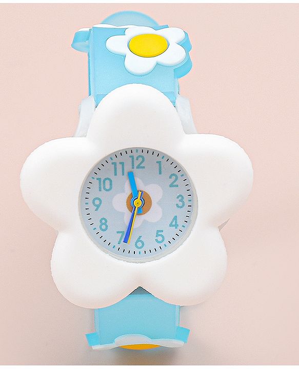 Babyhug Free Size Analog Watch With Floral Applique - Blue