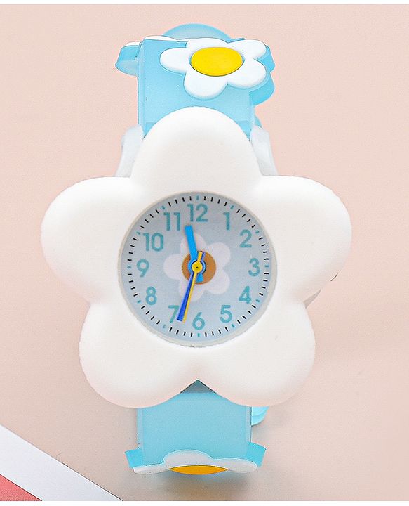 Babyhug Free Size Analog Watch With Floral Applique - Blue