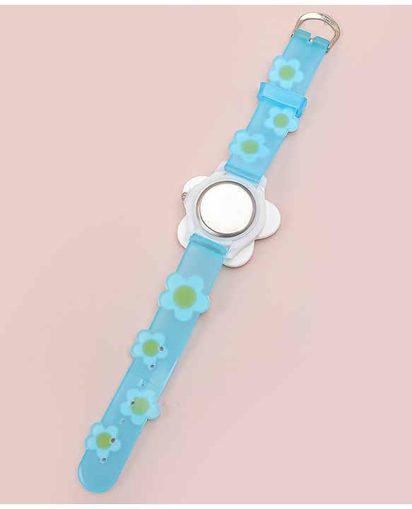 Babyhug Free Size Analog Watch With Floral Applique - Blue