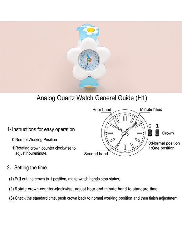 Babyhug Free Size Analog Watch With Floral Applique - Blue