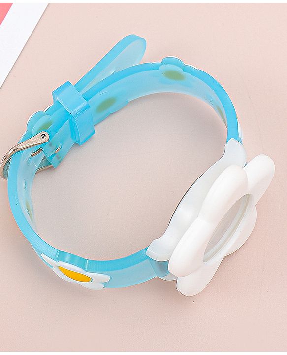 Babyhug Free Size Analog Watch With Floral Applique - Blue