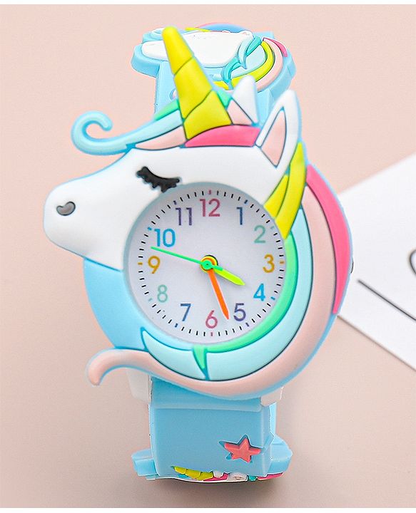 Babyhug Free Size Analog Watch With Unicorn Applique - Blue