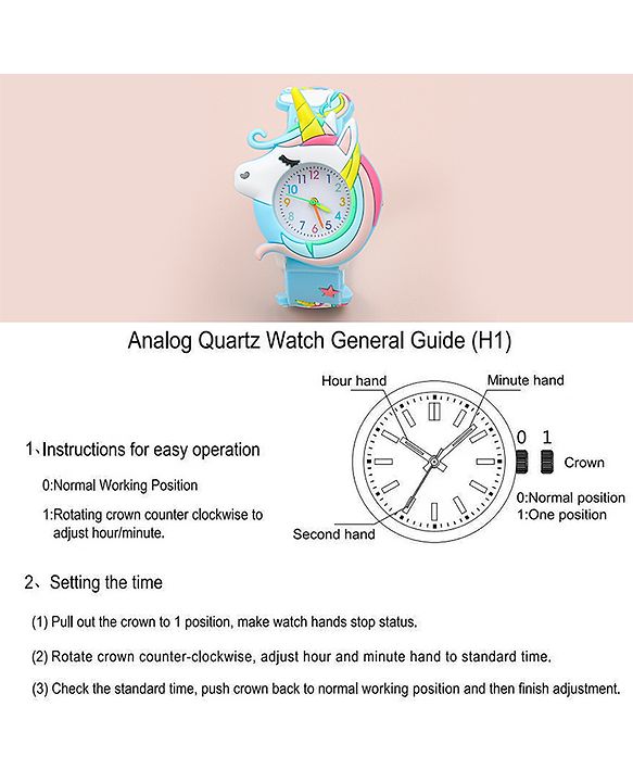 Babyhug Free Size Analog Watch With Unicorn Applique - Blue
