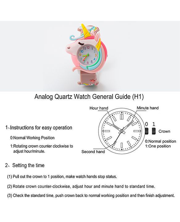 Babyhug Free Size Analog Watch With Unicorn Applique - Blue