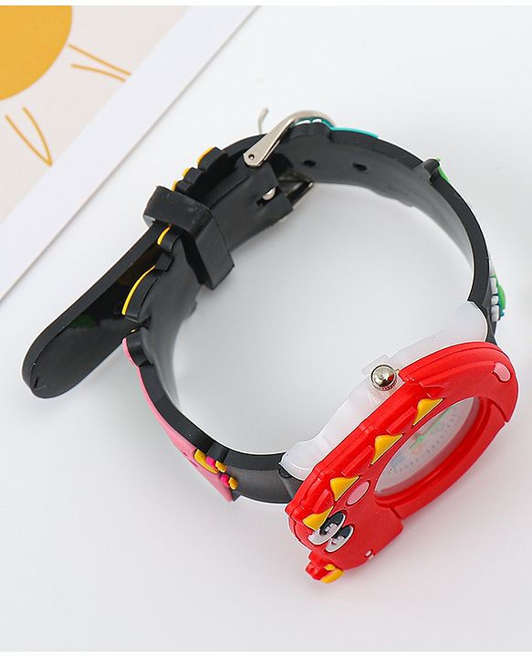 Babyhug Free Size Analog Watch With Dino Applique - Black
