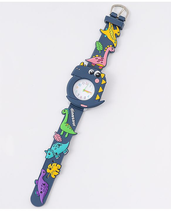 Babyhug Free Size Analog Watch With Dino Applique - Black