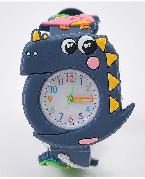 Babyhug Free Size Analog Watch With Dino Applique - Black