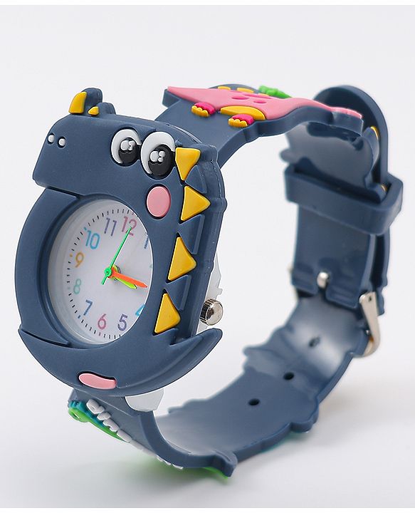 Babyhug Free Size Analog Watch With Dino Applique - Black