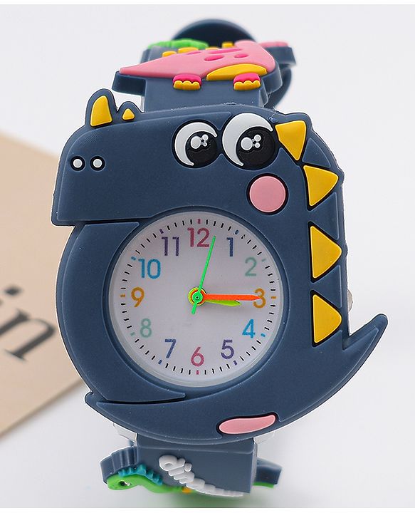 Babyhug Free Size Analog Watch With Dino Applique - Black