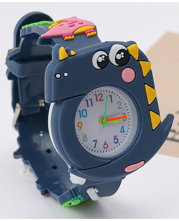 Babyhug Free Size Analog Watch With Dino Applique - Black