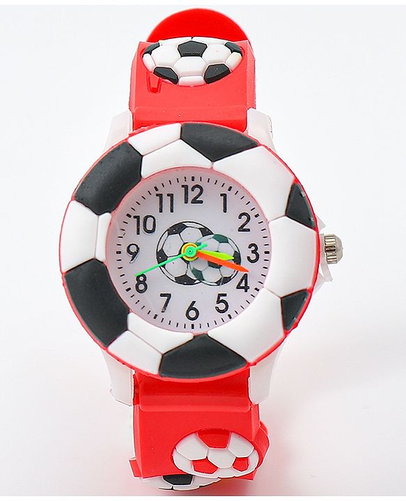 Babyhug Free Size Analog Watch With Football Applique - Red