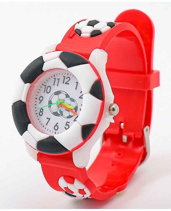 Babyhug Free Size Analog Watch With Football Applique - Red