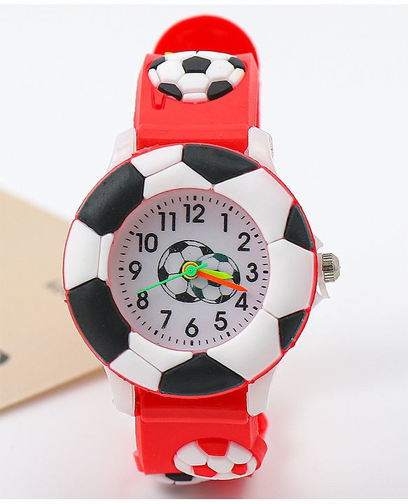 Babyhug Free Size Analog Watch With Football Applique - Red