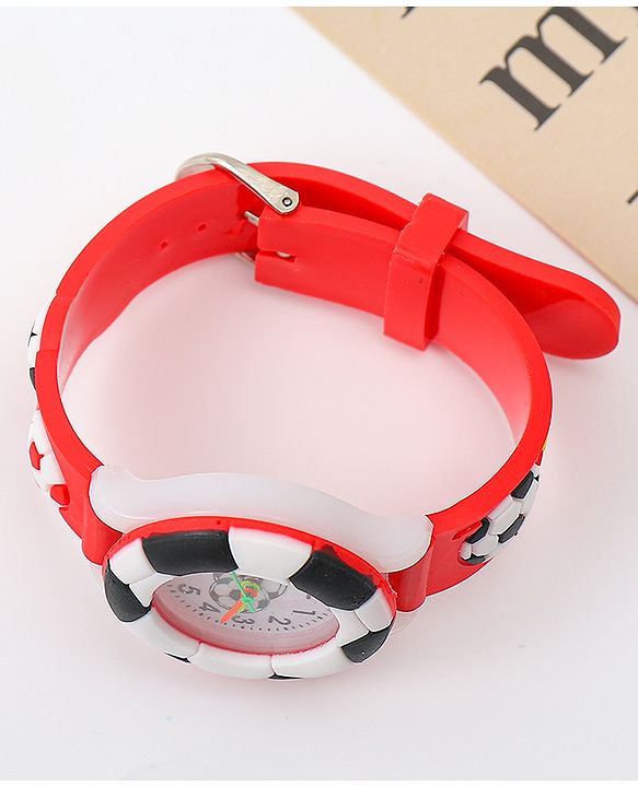 Babyhug Free Size Analog Watch With Football Applique - Red