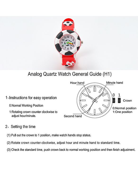 Babyhug Free Size Analog Watch With Football Applique - Red