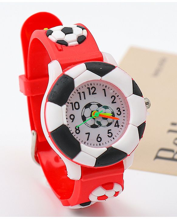Babyhug Free Size Analog Watch With Football Applique - Red