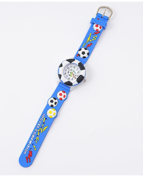 Babyhug Free Size Analog Watch With Football Design - Blue