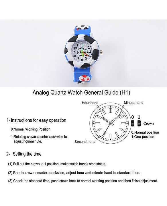 Babyhug Free Size Analog Watch With Football Design - Blue