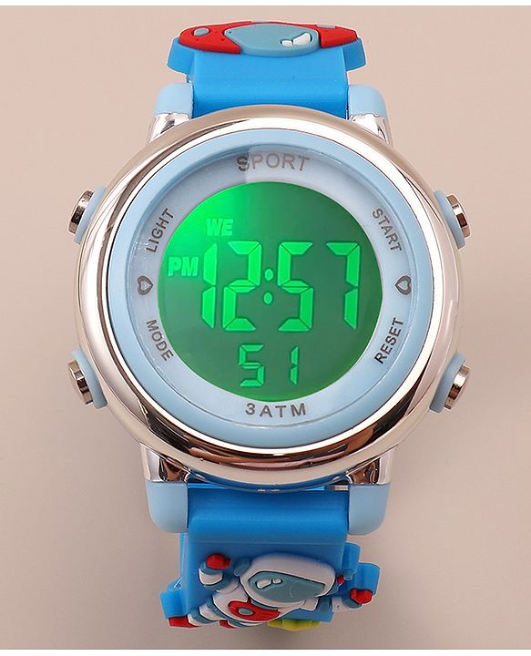 Babyhug Free Size Digital Watch With Space Theme Applique - Blue