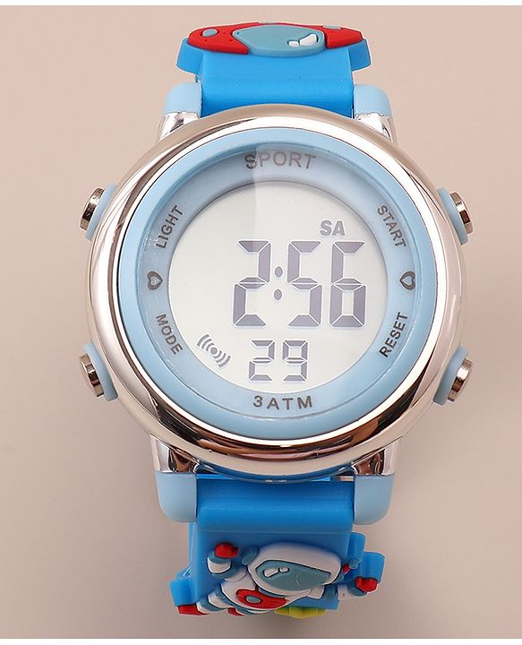 Babyhug Free Size Digital Watch With Space Theme Applique - Blue